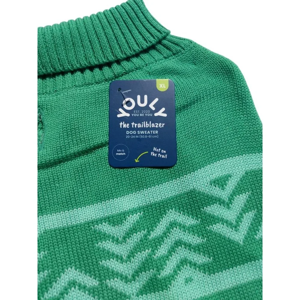 Youly Dog Size Extra Large Trailblazer Teal Green Pet Sweater New